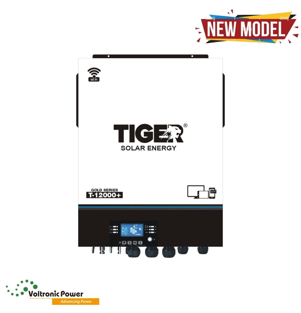 Tiger T-12000+ Gold Series 11kW Hybrid solar Inverter With 12000W PV | Built-in WiFi | Dual Output | RGB Lights | Touch Display